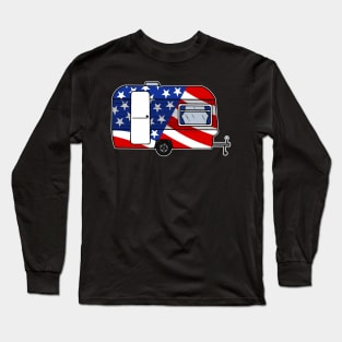 4th July Caravan American Flag Camping USA Long Sleeve T-Shirt